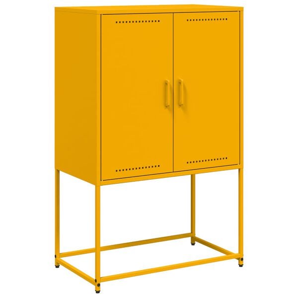 vidaXL Highboard sennepsgul 68,5x38,5x107 cm st&aring;l