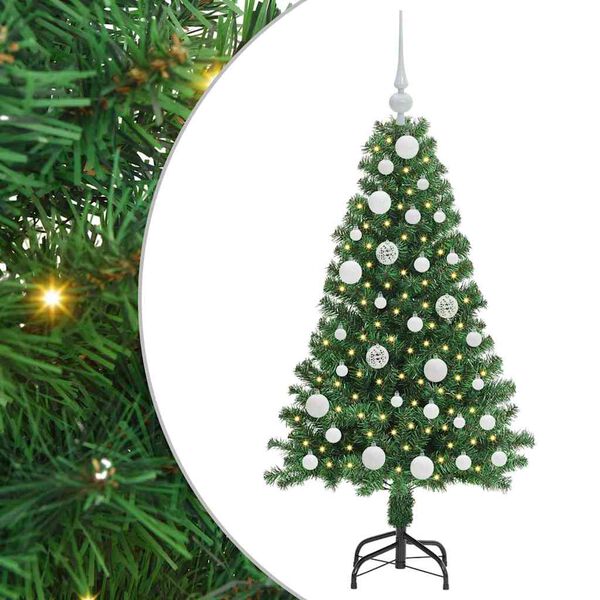 vidaXL Kunstig juletre med 150 LED gr&oslash;nn 120 cm PVC og St&aring;l og Plast