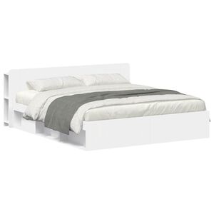 vidaXL Sengeramme med oppbevaring Hvit 180 x 200 cm Konstruert tre