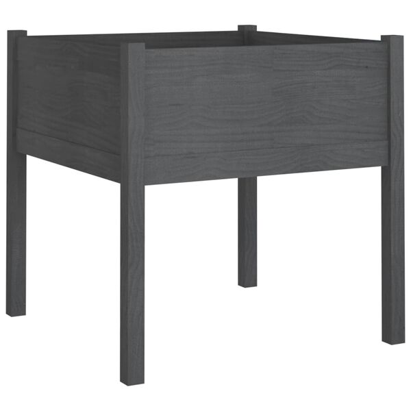 vidaXL Plantekasse grå 70x70x70 cm heltre furu