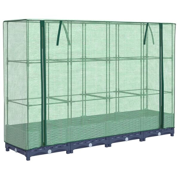 vidaXL H&oslash;ybed med drivhustrekk rottinglook 160x40x123 cm