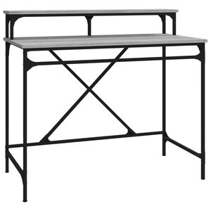 vidaXL Skrivebord gr&aring; sonoma 100x50x90 cm konstruert tre og jern