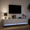 vidaXL Vegghengt TV-benk med LED hvit 180x31x38 cm