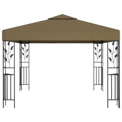 vidaXL Paviljong med LED-lysslynge 3x3 m gråbrun