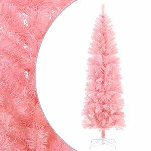 vidaXL Kunstig Slankt Jule Tre 180 cm PVC og st&aring;l Rosa