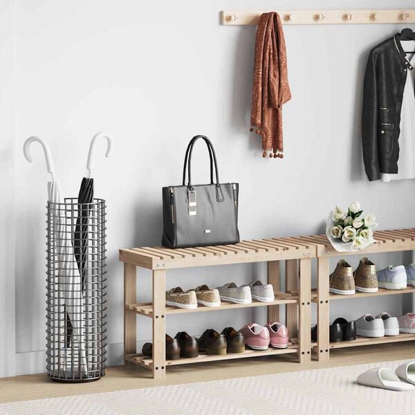 vidaXL Skostativ med benktopp 2-i-1 heltre gran