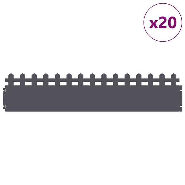 vidaXL Plenkanter 20 pcs Antrasitt 103 x 0,05 x 22 cm St&aring;l