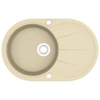 vidaXL Kjøkkenvask enkel kum granitt oval beige