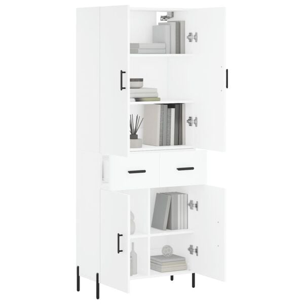 vidaXL Highboard hvit 69,5x34x180 cm konstruert tre