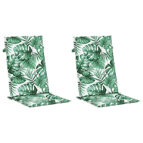 vidaXL Stolputer med h&oslash;y ryggst&oslash;tte 2 stk bladm&oslash;nster stoff