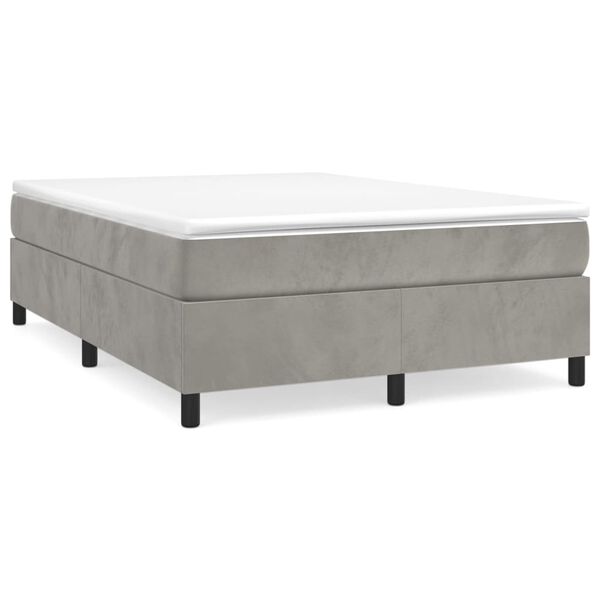vidaXL Boxspring-sengeramme lysegrå 135x190 cm Double fløyel