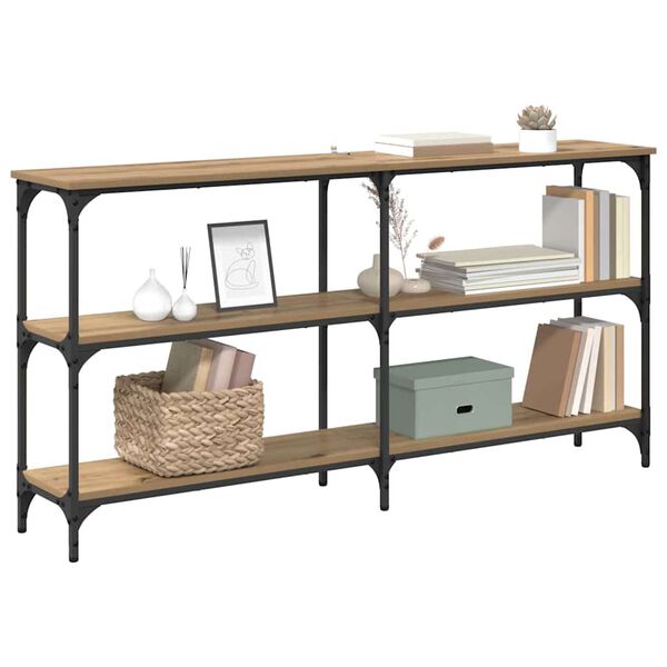 vidaXL Konsollbord Artisan Eik 150 x 29 x 75 cm Ingeniørtre og metall