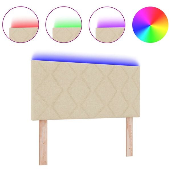 vidaXL Hodegavl med LED -stripelys med hodegjerde Krem 100 cm stoff