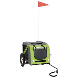 vidaXL Kj&aelig;ledyrsykkelhenger gr&oslash;nn og gr&aring; oxfordstoff og jern