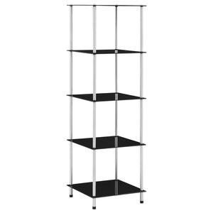 vidaXL Hylle 5 etasjer svart 40x40x130 cm herdet glass
