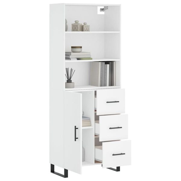 vidaXL Highboard hvit 69,5x34x180 cm konstruert tre