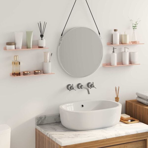 vidaXL Flytende hylle Veggmontert 4 pcs Rosa 40 x 8,5 x 2,5 cm St&aring;l