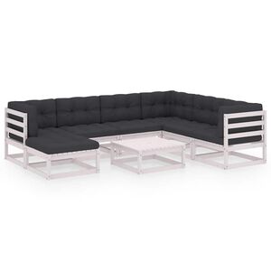 vidaXL Hagesofagruppe med puter 8 deler heltre furu