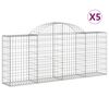 vidaXL Gabionkurver buede 5 stk 200x30x80/100 cm galvanisert jern