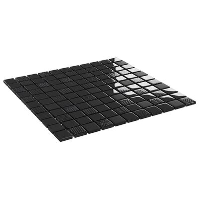 vidaXL Mosaikkfliser 22 stk skinnende svart 30x30 cm glass