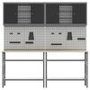 vidaXL Arbeidsbenksett med hylle med lås 8 pcs Grå Pulverlakkert stål