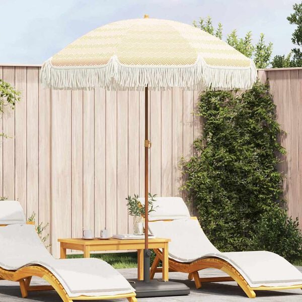 vidaXL Strandparasol Gul og hvit 160 x 160 x 196 cm Polyester og st&aring;l