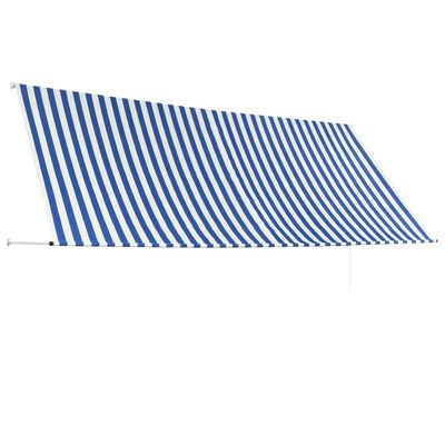 vidaXL Uttrekkbar markise 350x150 cm blå og hvit