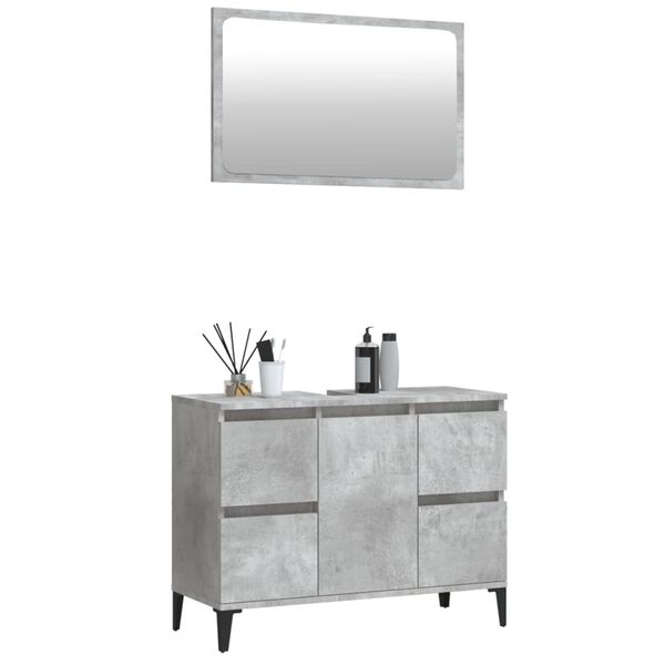 vidaXL Baderomsskapsett 2 deler betonggr&aring; konstruert tre