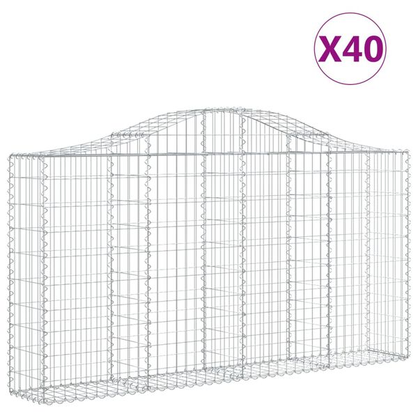vidaXL Gabionkurver buede 40 stk 200x30x100/120 cm galvanisert jern