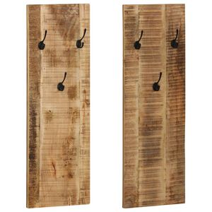 vidaXL Veggmontert knaggrekke 2 stk heltre mango 36x110x3 cm