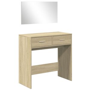 vidaXL Sminkebord med speil sonoma eik 80x39x80 cm