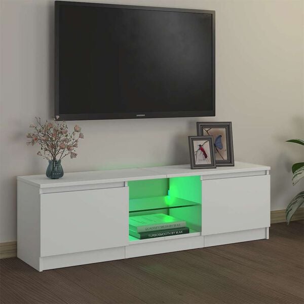 vidaXL TV-benk med LED-lys hvit 120x30x36 cm