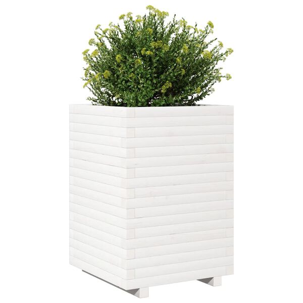 vidaXL Plantekasse hvit 50x50x72 cm heltre furu