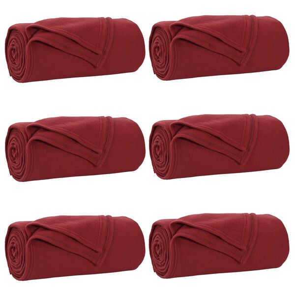 vidaXL Kastepledd 6 pcs Bordeaux R&oslash;d 240 x 220 cm Fleece