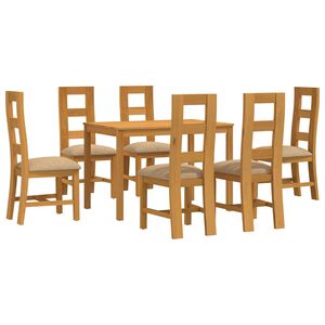 vidaXL Spisestuesett 7 stk. Beige Massivt Eiketre