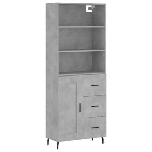 vidaXL Highboard betonggr&aring; 69,5x34x180 cm konstruert tre
