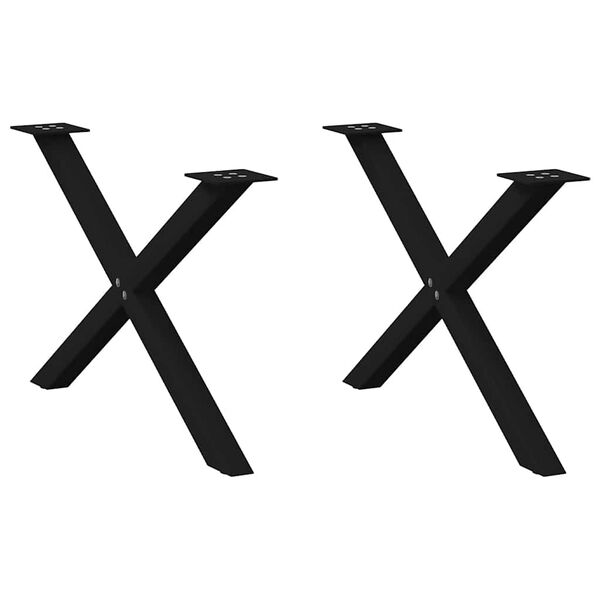 vidaXL Salongbordben X-formet 2 stk svart 70 x (42-43) cm st&aring;l