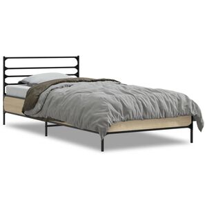 vidaXL Sengeramme sonoma eik 90x200 cm konstruert tre og metall