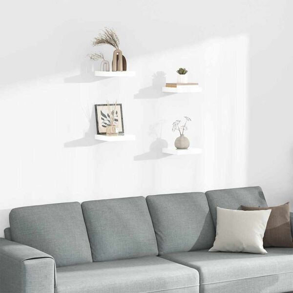 vidaXL Flytende vegghyller 4 stk h&oslash;yglans hvit 23x23,5x3,8 cm MDF