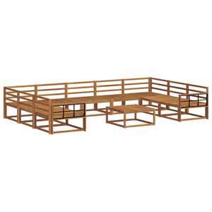 vidaXL Utend&oslash;rs sofa-sett 10 pcs Naturlig Solid akasietre