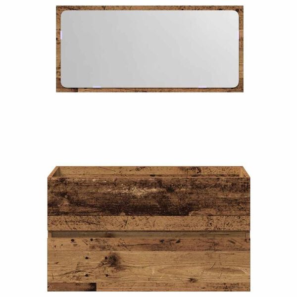 vidaXL Baderomsskap med speil gammelt tre konstruert tre