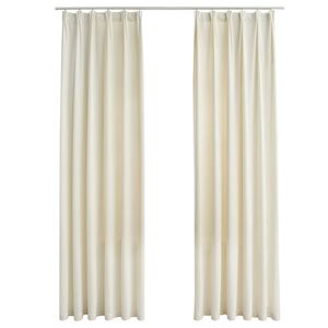 vidaXL Lystette gardiner med kroker 2 stk fl&oslash;yel krem 140x245 cm