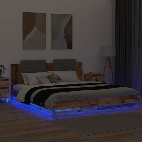 vidaXL Sengestamme med hodegatt Gamle tre 200 x 200 cm Konstruert tre