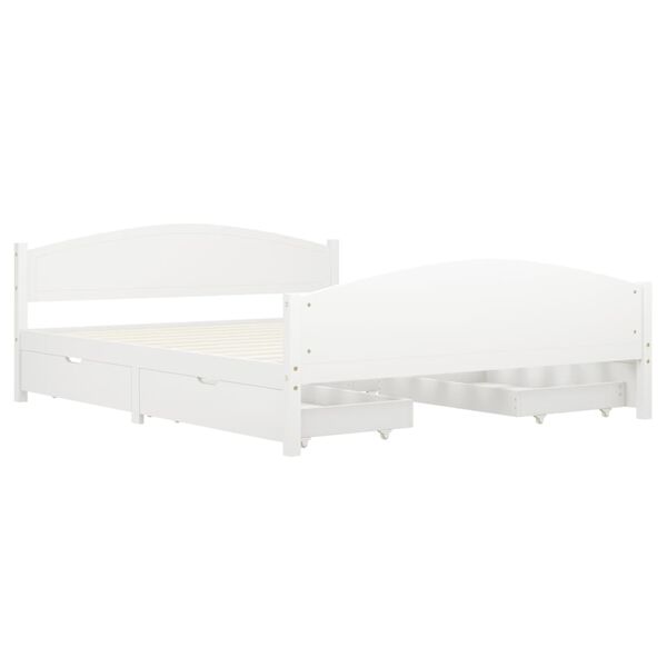 vidaXL Sengeramme med 4 skuffer hvit heltre furu 160x200 cm