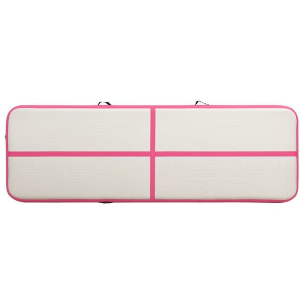 vidaXL Oppbl&aring;sbar gymnastikkmatte med pumpe 400x100x15 cm PVC rosa