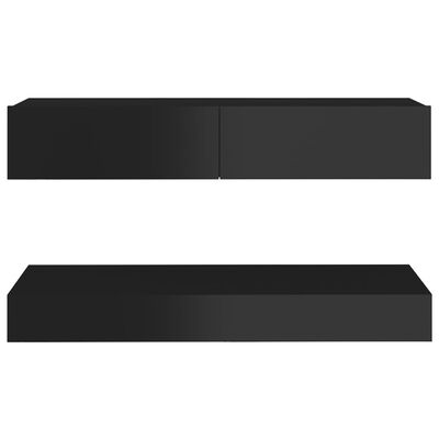 vidaXL TV-benk med LED-lys høyglans svart 90x35 cm