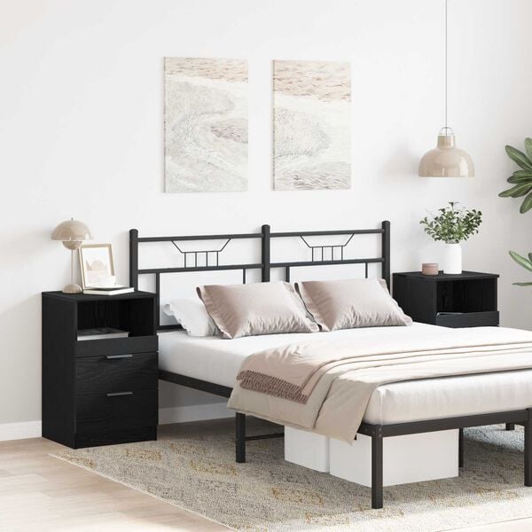 vidaXL Nattbordskap 2 pcs Svart Eik 40 x 35 x 65 cm Konstruert tre