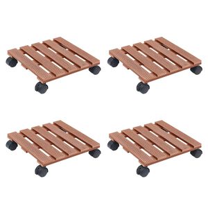 vidaXL Pottetraller 4 stk brun 30x30x7,5 cm WPC