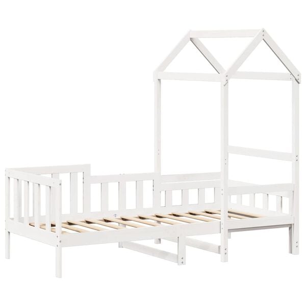 vidaXL Dagseng med tak hvit 80x200 cm heltre furu