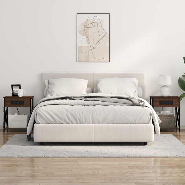 vidaXL Nattbordskap 2 pcs Brun Eik 41 x 31 x 51 cm Konstruert tre